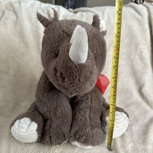 Walmart Sitting Brown Rhino Red Bow Plush 16” Stuffed Animal Toy - Picture 6 of 6
